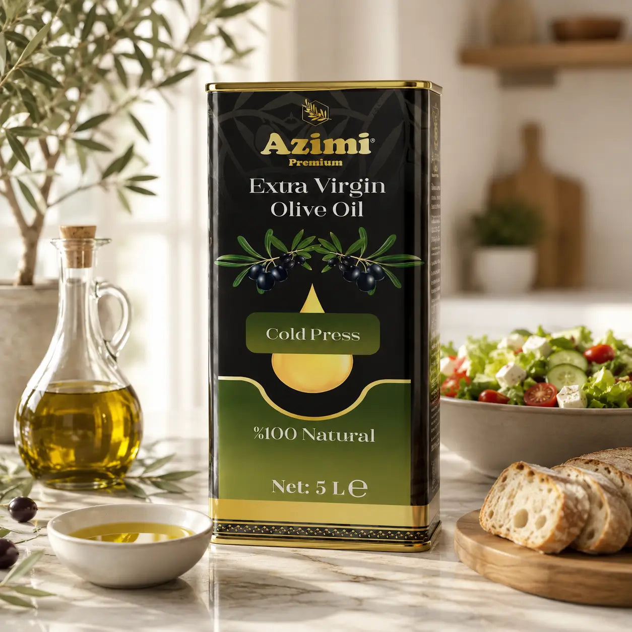 Azimi Premium Extra Virgin Olive Oil Cold Press 5L