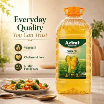 Azimi Premium Corn Oil 5L | 100% Pure - Cholesterol Free