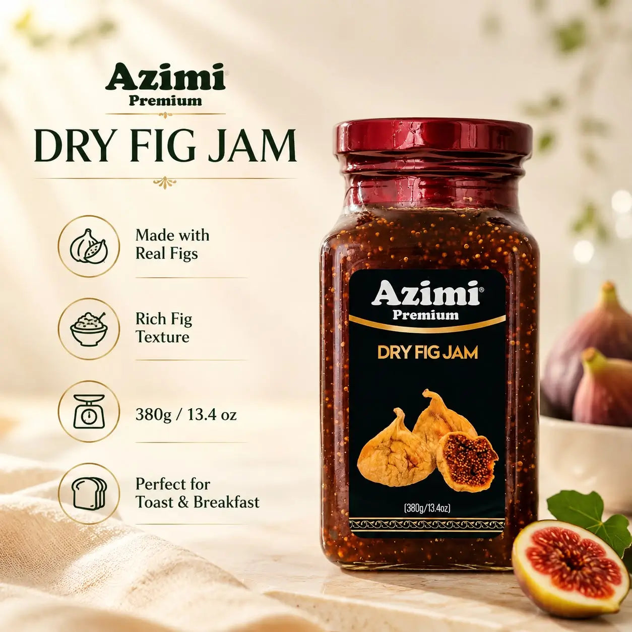 Azimi Premium Dry Fig Jam 380gr