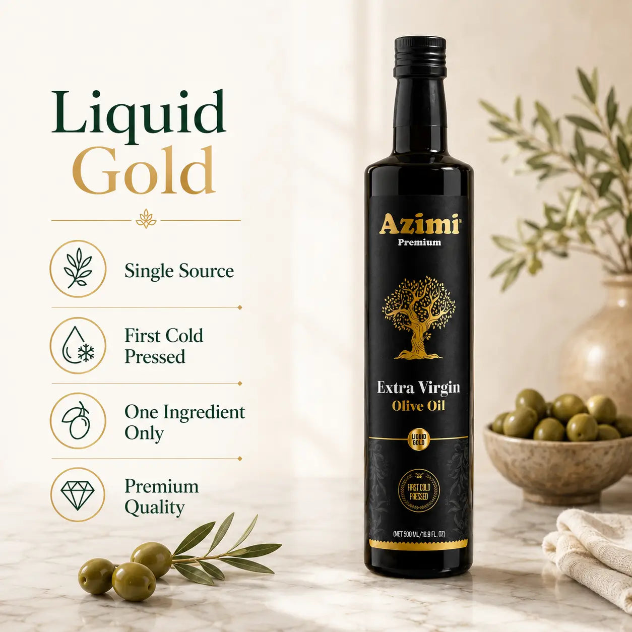 Azimi Extra Virgin Olive Oil - First Cold Pressed | Single Origin