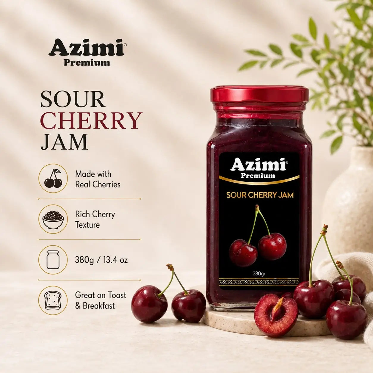 Azimi Premium Sour Cherry Jam 380gr