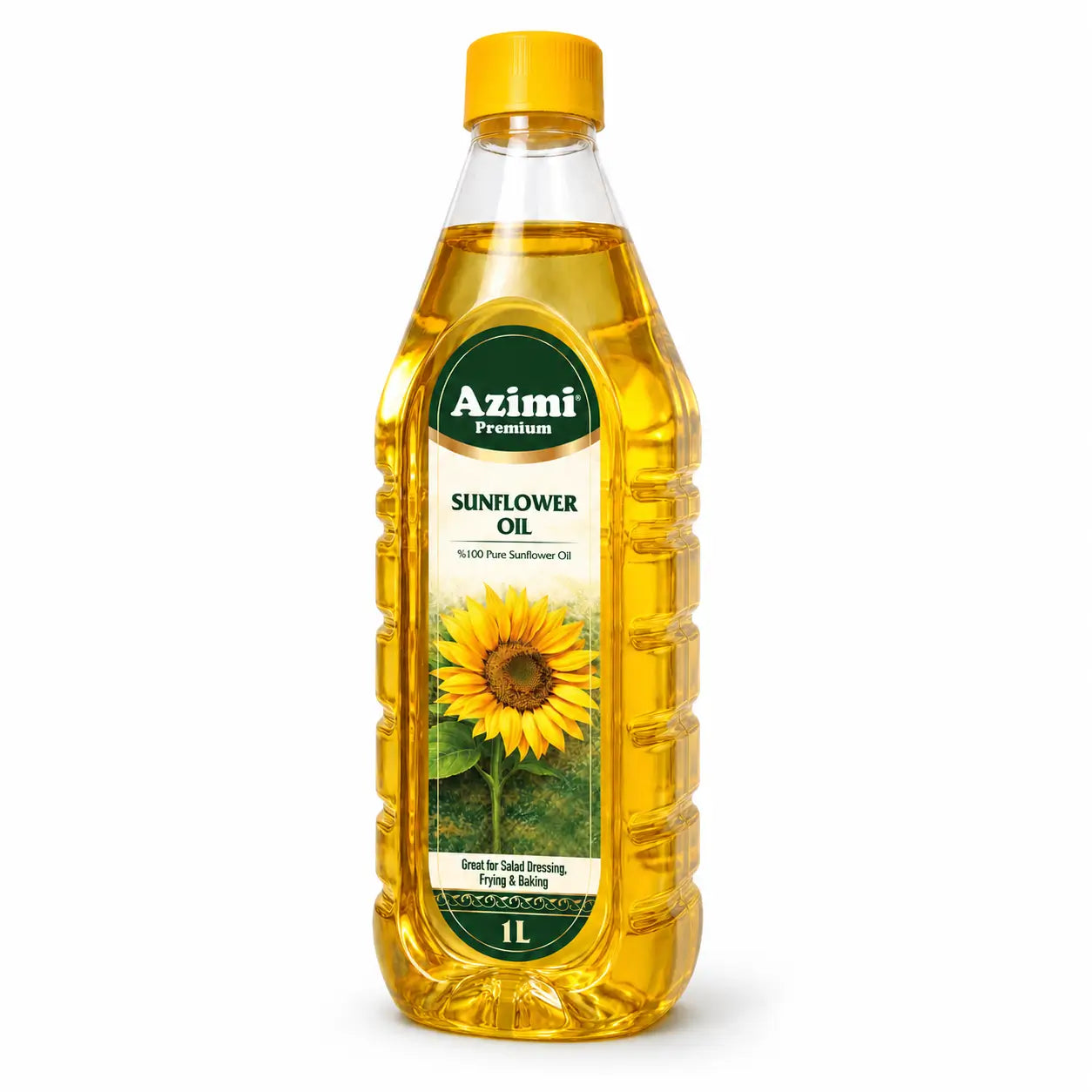 Azimi - 100% Pure Sunflower Oil, (1L) 33.8 Fl Oz | Enhanced with Vitamin A & E