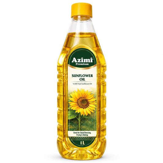 Azimi - 100% Pure Sunflower Oil, (1L) 33.8 Fl Oz | Enhanced with Vitamin A & E