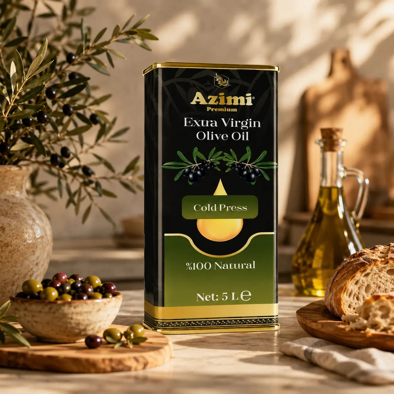 Azimi Premium Extra Virgin Olive Oil Cold Press 5L