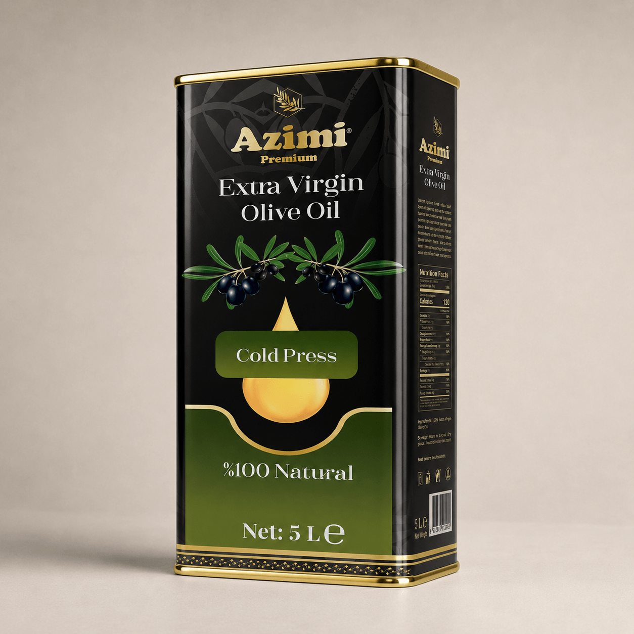 Azimi Premium Extra Virgin Olive Oil Cold Press 5L