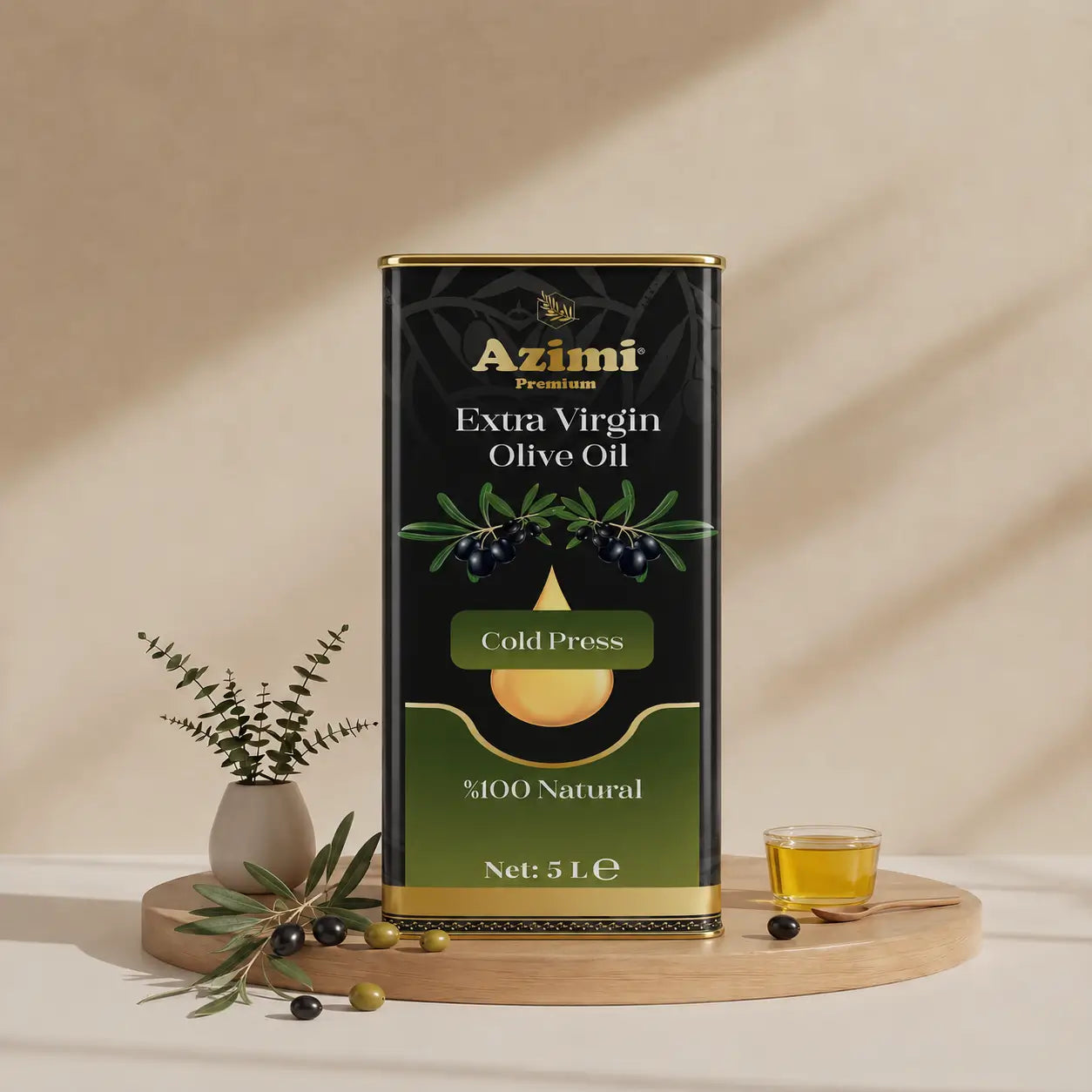 Azimi Premium Extra Virgin Olive Oil Cold Press 5L