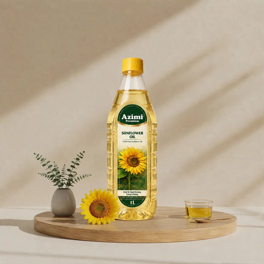 Azimi - 100% Pure Sunflower Oil, (1L) 33.8 Fl Oz | Enhanced with Vitamin A & E